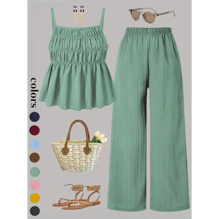Textured Wide Leg Lounge Set