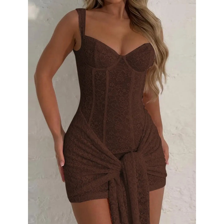 Lace V Neck Corset Bodycon Dress