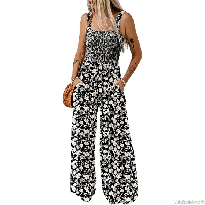 Floral Pocket Wide Leg Jumpsuit