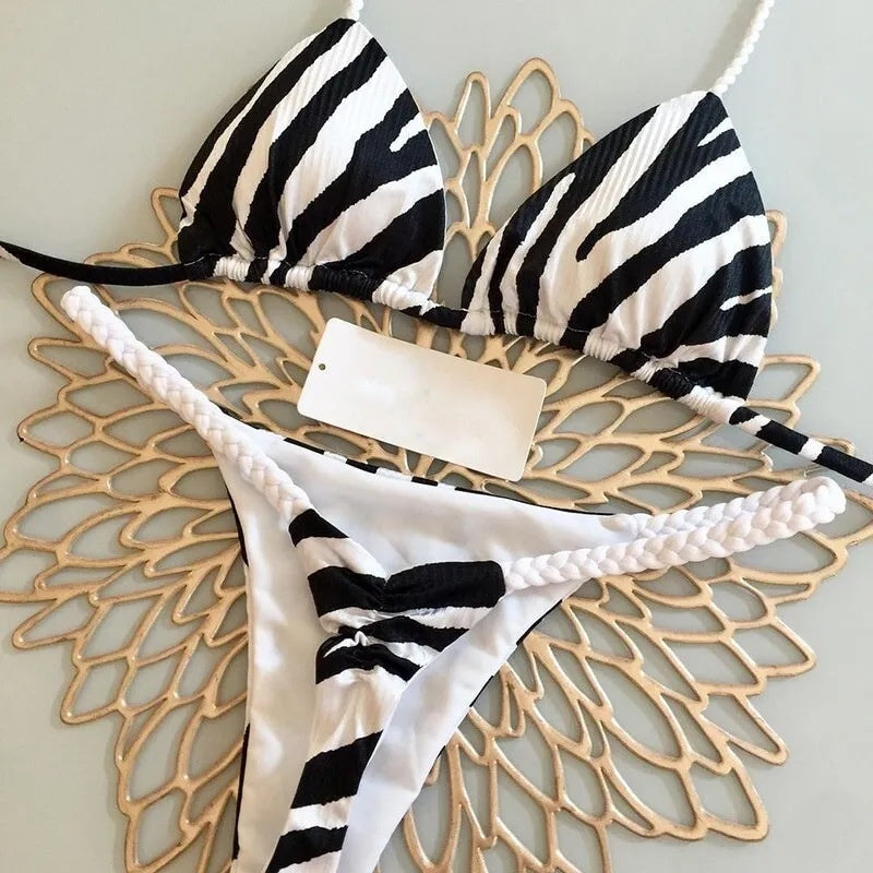 Braided Push Up Brazilian Bikini Set