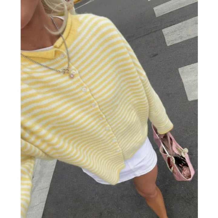 Striped Knit Cardigan Sweater
