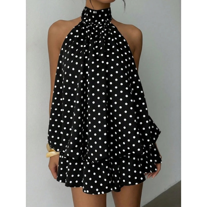 Backless Halter Puff Mini Dress