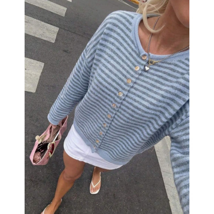 Striped Knit Cardigan Sweater