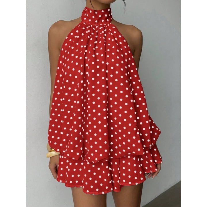 Backless Halter Puff Mini Dress