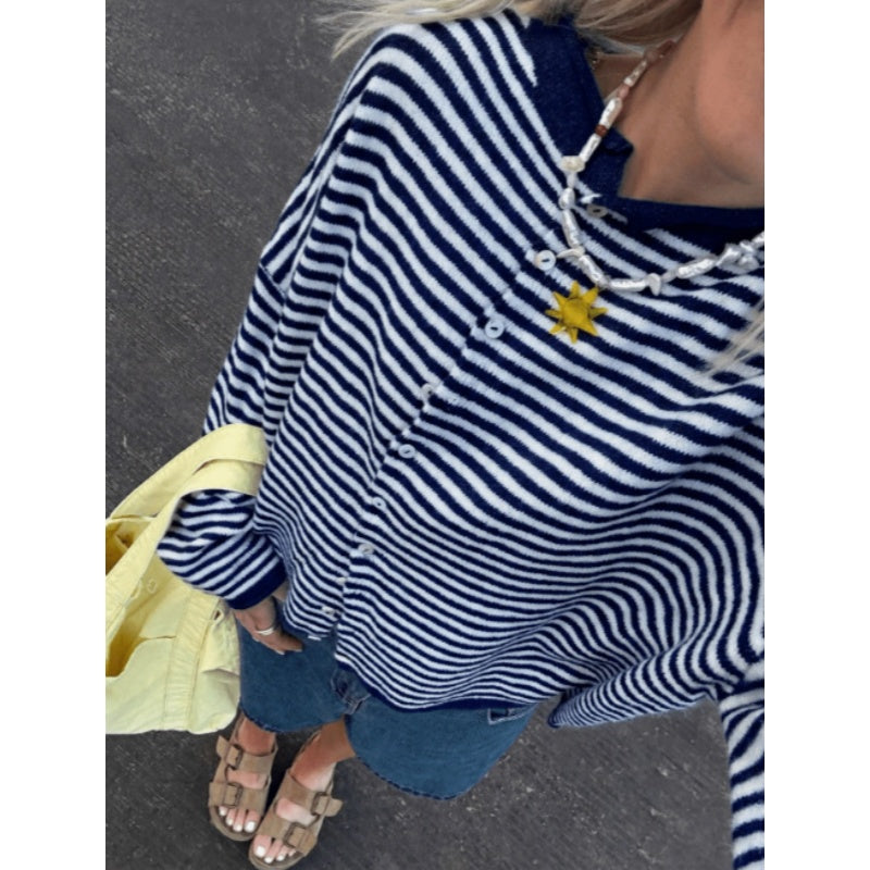 Striped Knit Cardigan Sweater