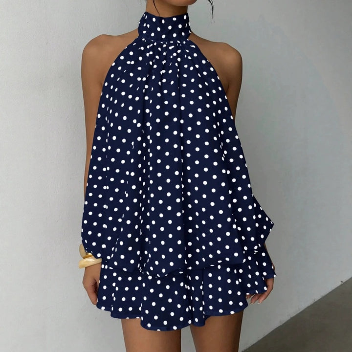 Backless Halter Puff Mini Dress