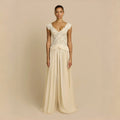 V Neck Lace Chiffon Maxi Dress Women